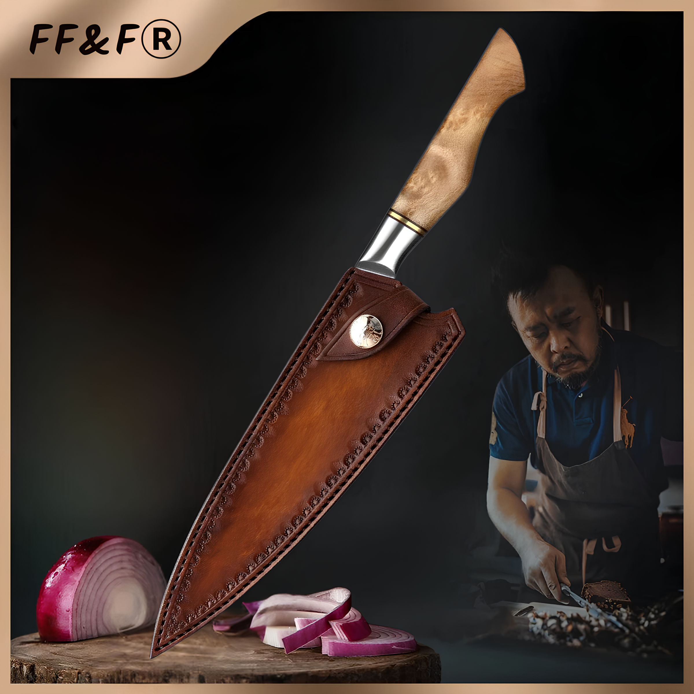 Premium 8.3" Damascus Steel Chef Knife – 67 Layers Figured Sycamore Handle