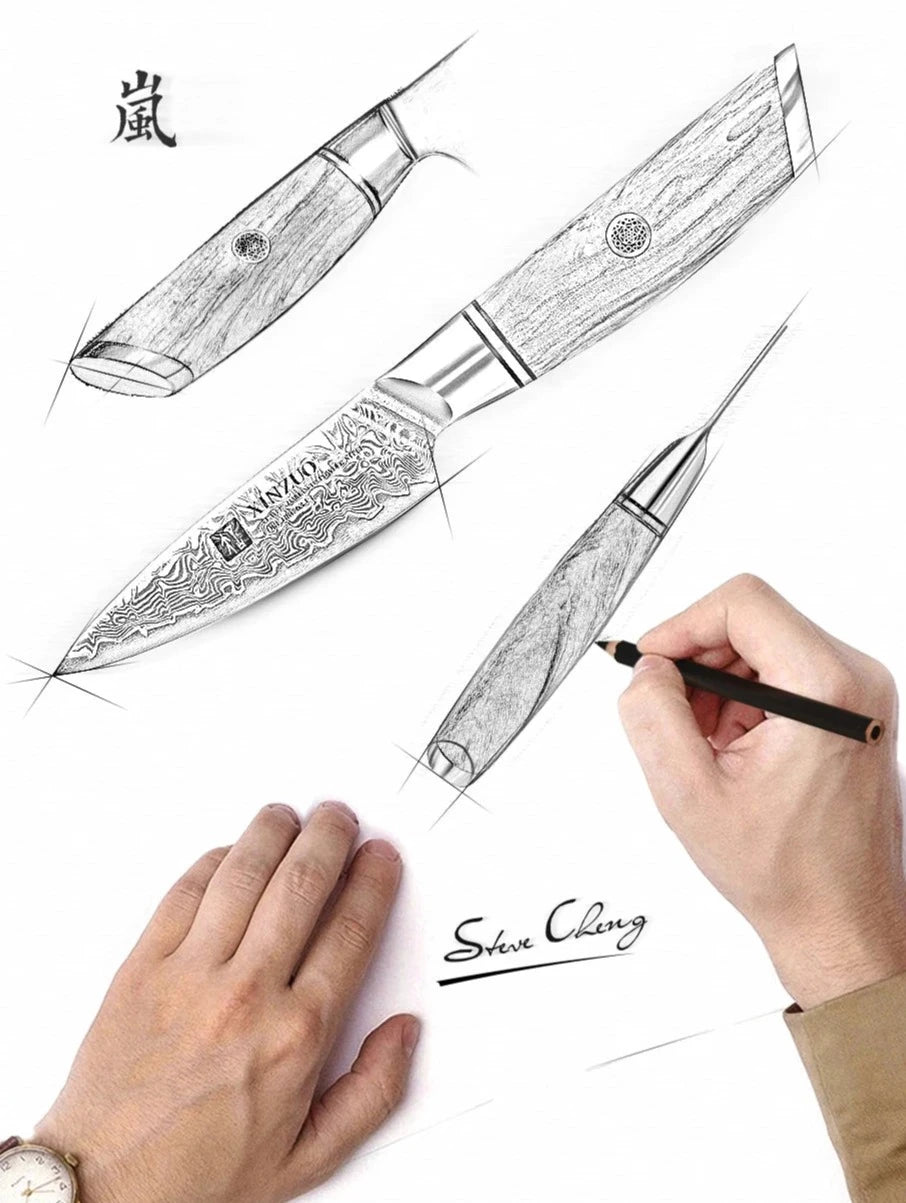 3.5″ Damascus Steel Paring Knife with 14Cr14MoVNb Powder-Steel Core