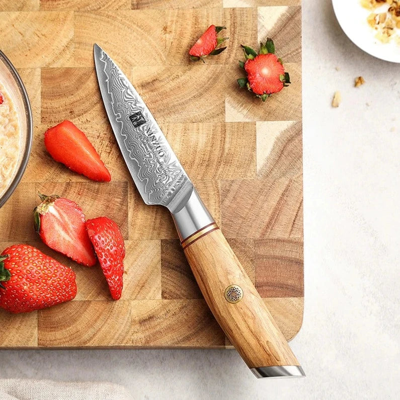 3.5″ Damascus Steel Paring Knife with 14Cr14MoVNb Powder-Steel Core
