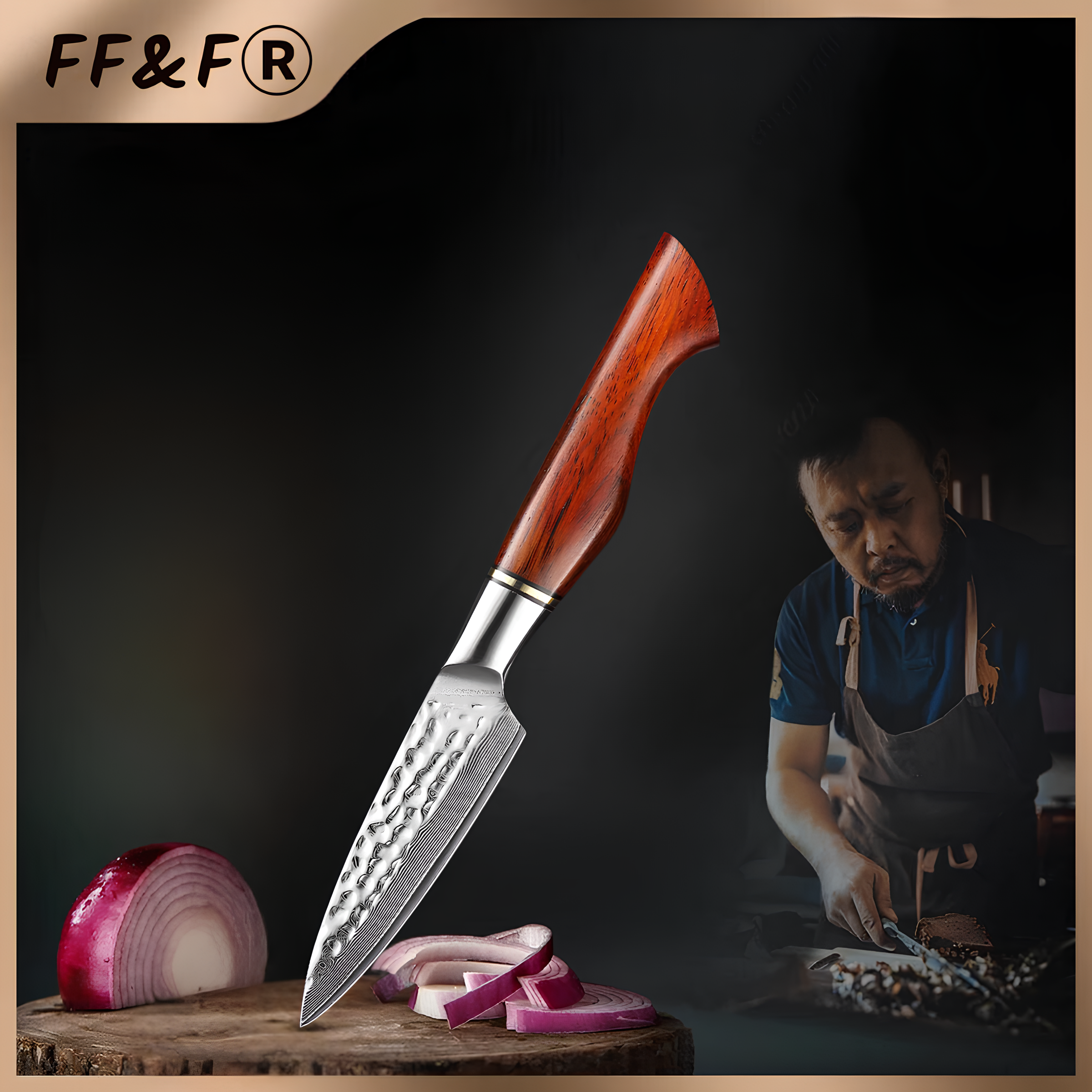 3.5" Paring Knife – 73-Layer Damascus Powder Steel Blade with Natural Rosewood Handle & Gift Box