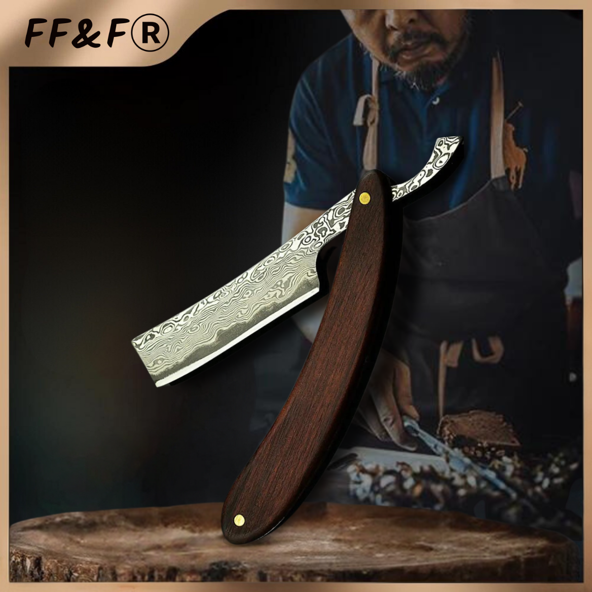 Navalhas de Barbear, Navalha de Barbear de Aço Inoxidável, Navalha de Barbear de Aço Damasco, Loja ForjaFogo&Faca.