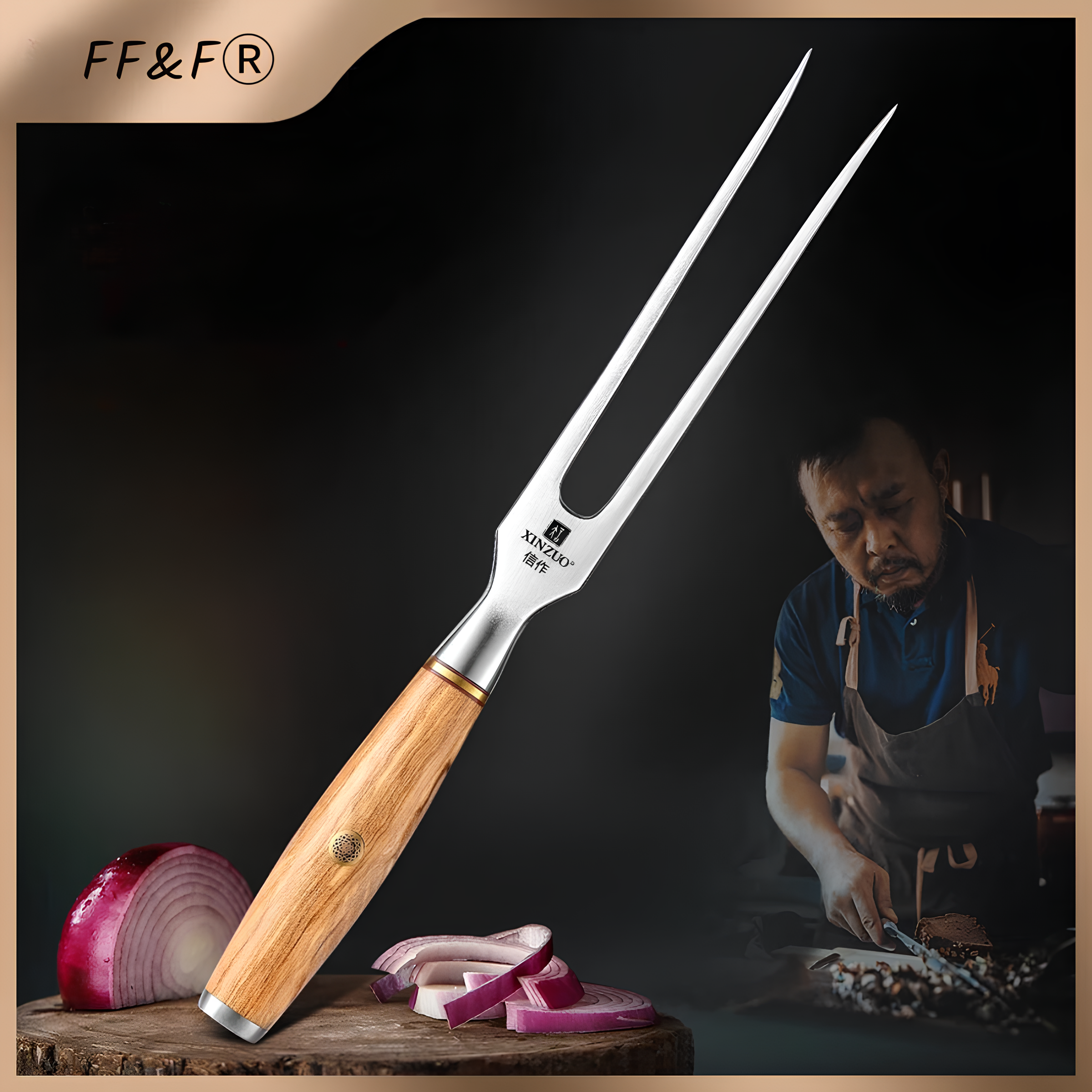 Premium Forged Carving Fork Stainless Steel 430 with Olive Wood Handle