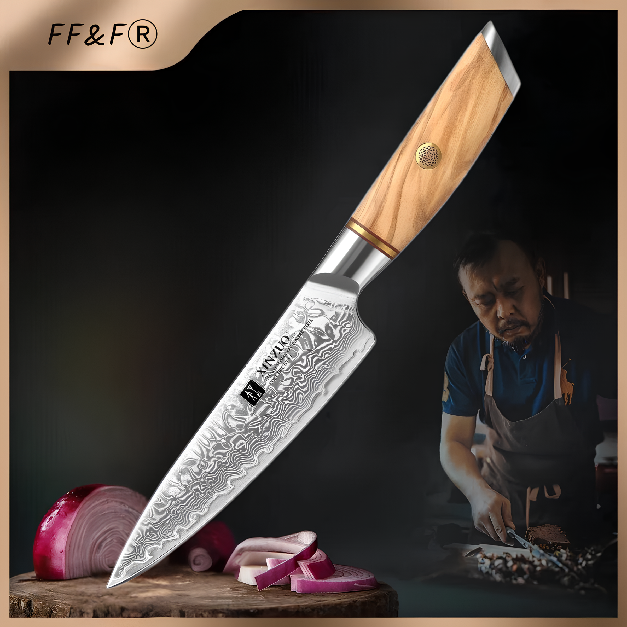 Utility Knife 5" Powder Steel Core Damascus Blade