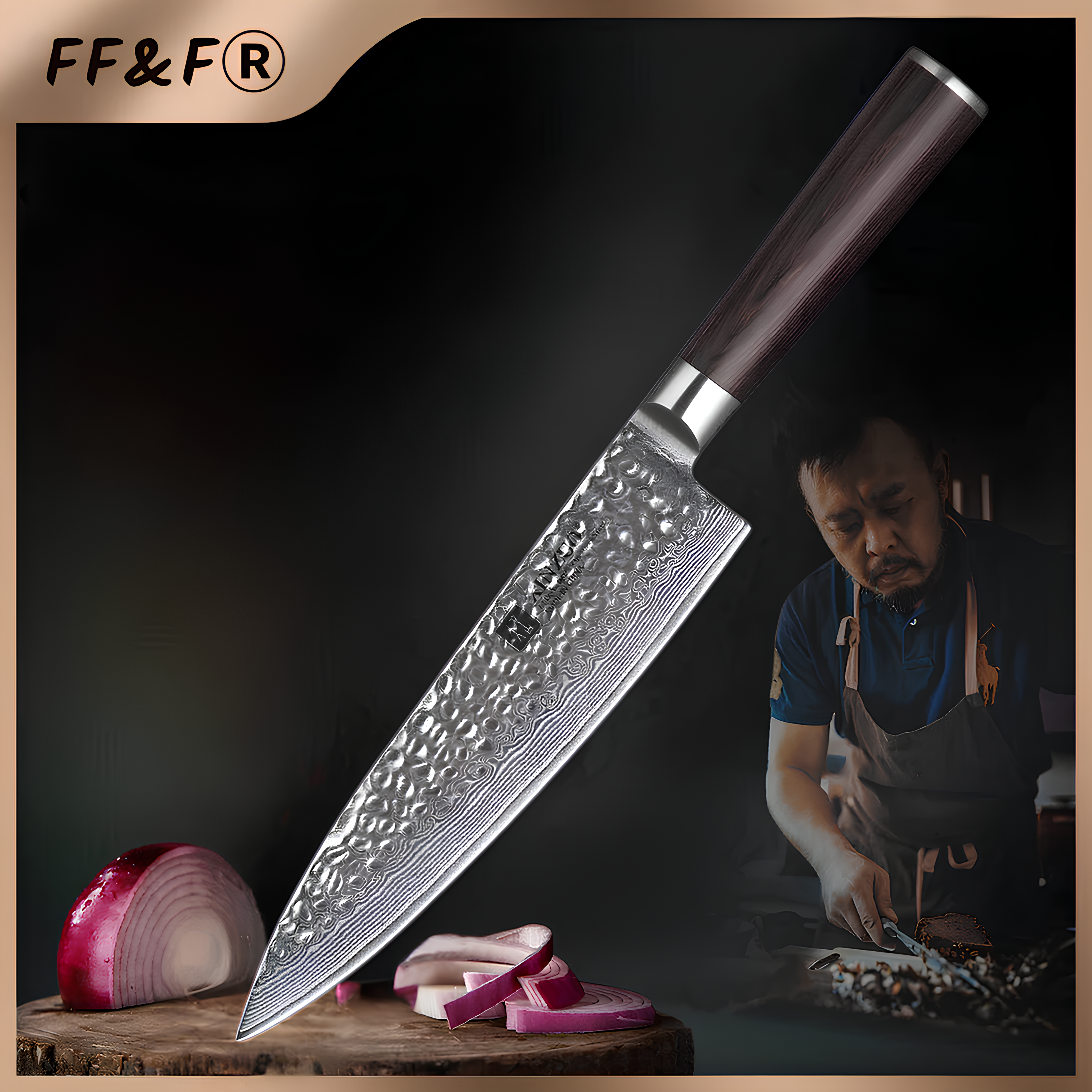 8" Damascus Steel Chef Knife with Ebony Handle – 67 Layers