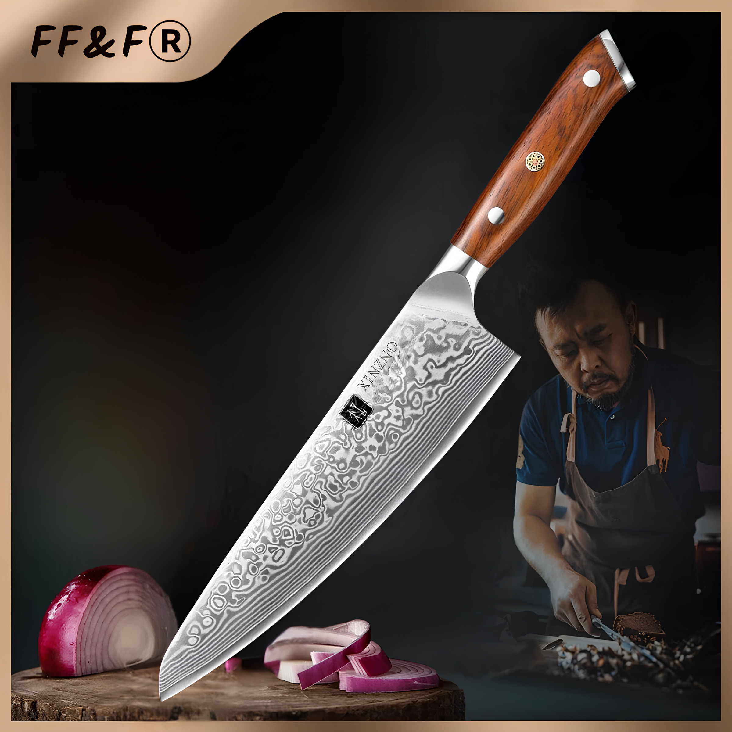 Premium 8.5-inch Damascus Chef’s Knife – 67 Layers 10Cr15CoMoV, Rosewood Handle