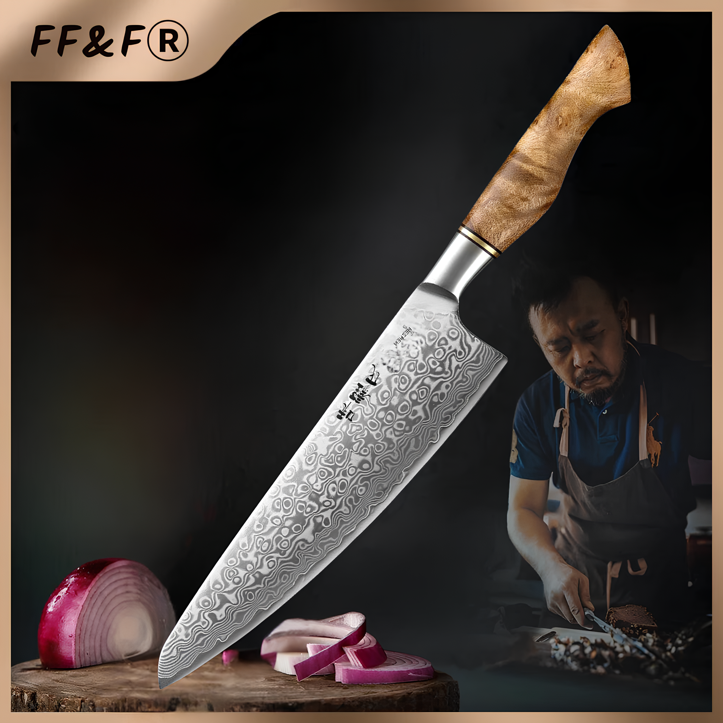 Professional 8.3" Chef Knife – 67-Layer Damascus Steel, 10Cr15CoMoV Core, Sycamore Wood Handle
