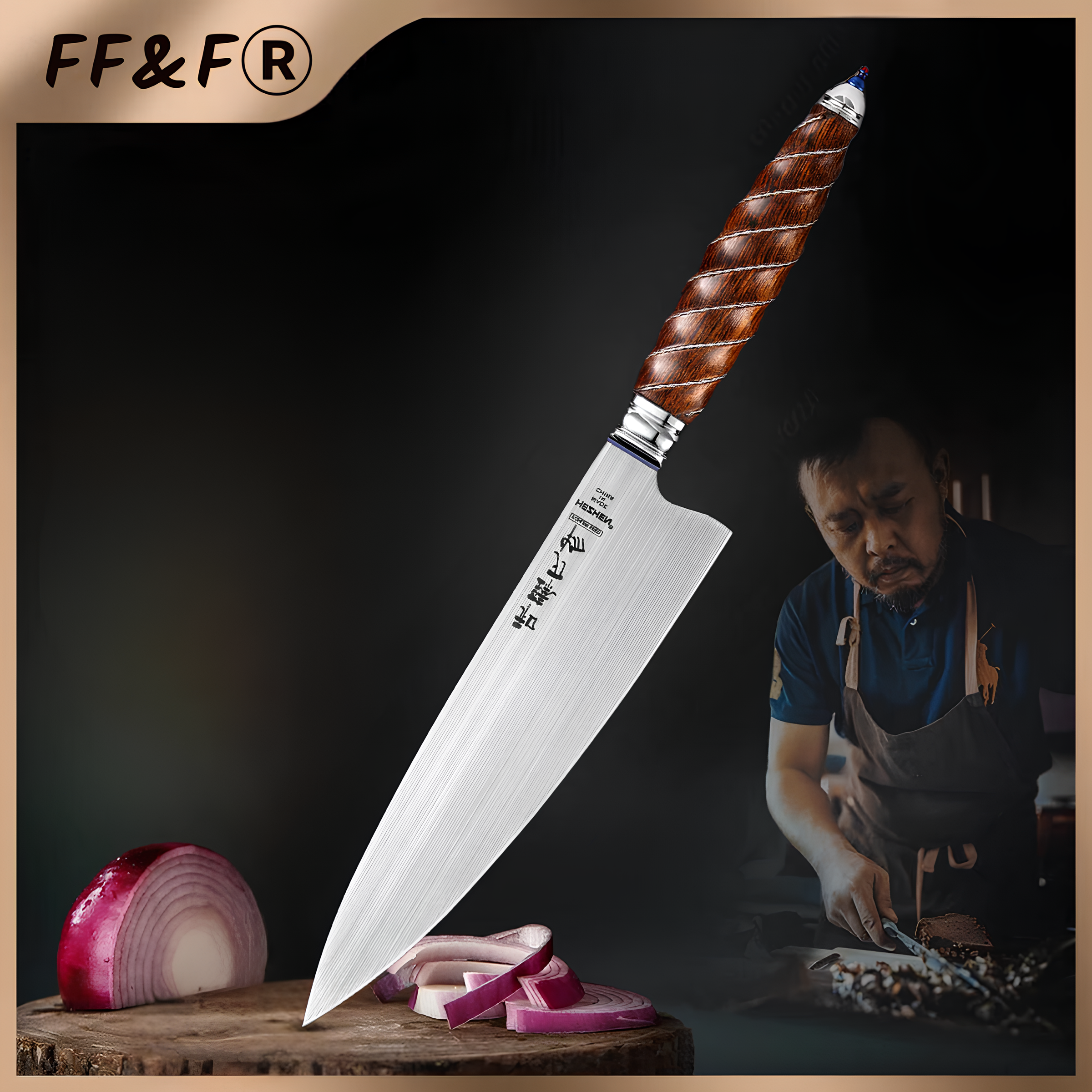 Premium 8.5-Inch Chef's Knife with Böhler M390 Powder Steel Blade & Desert Ironwood Handle