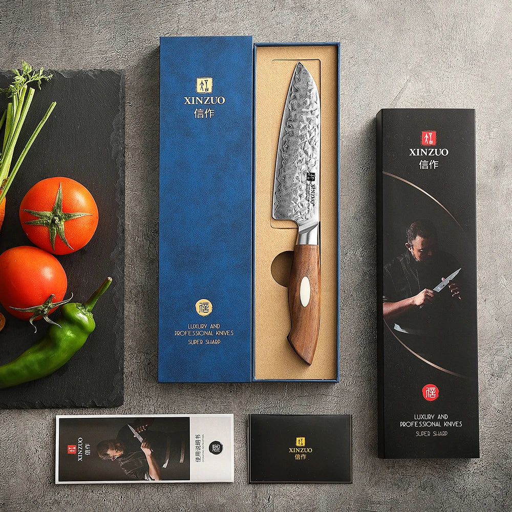 Premium 5.5” Santoku Knife – Damascus Steel AUS-10 Core