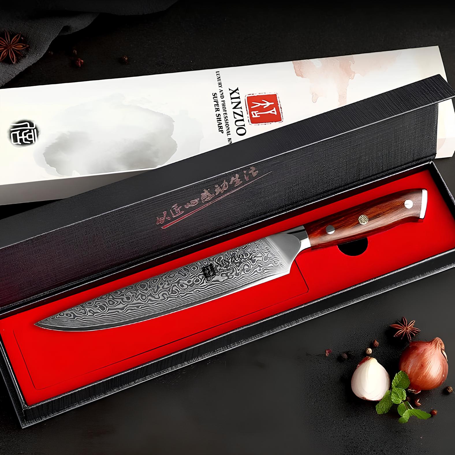 Premium Damascus Steel Butcher Knife – 8” Cleaver with Exotic Wood Handle