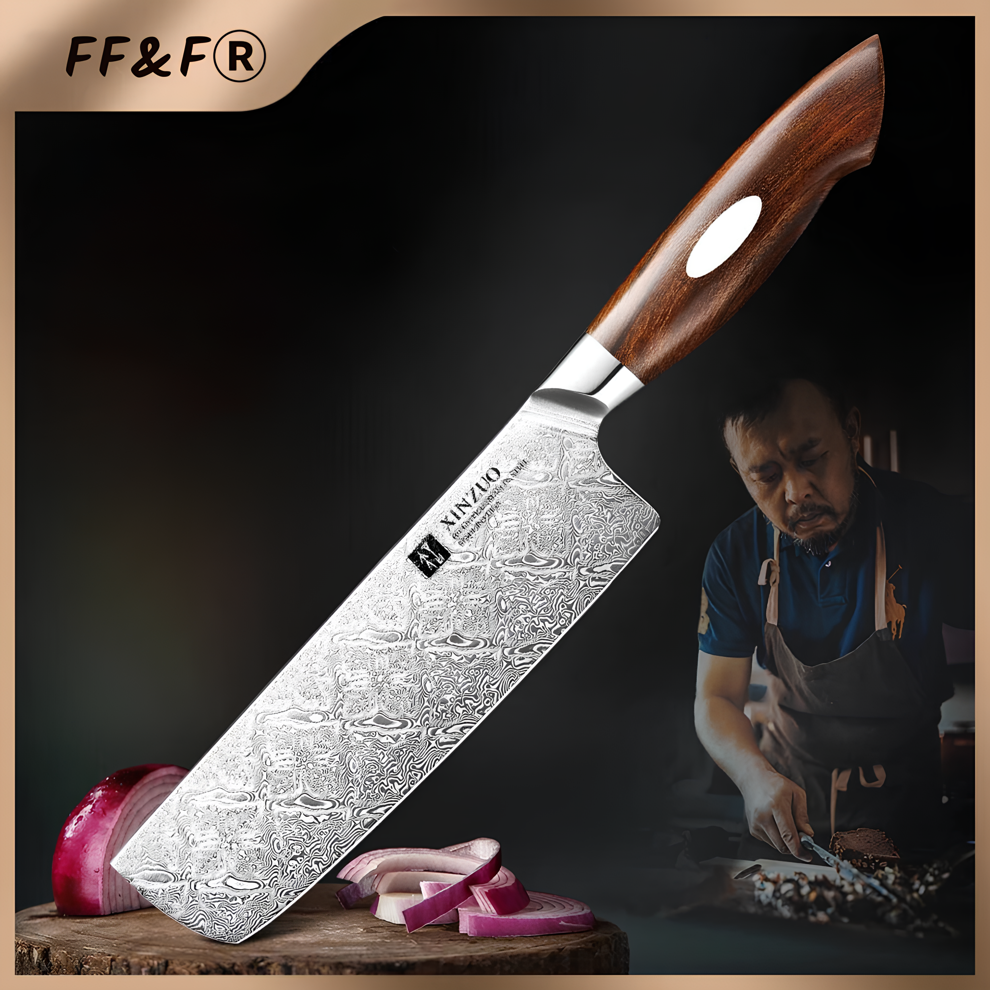7-Inch Dual-Core Damascus Steel Nakiri Knife – Desert Ironwood Handle